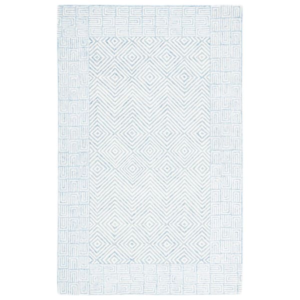 Roslyn Light Blue/Ivory Doormat 3 ft. x 5 ft. Border Chevron Area Rug