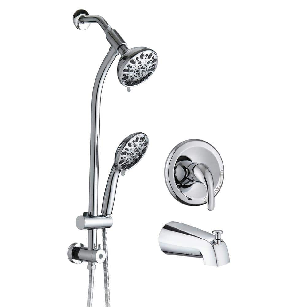 7-Spray Patterns 1.8 GPM Round 5 in. Wall Bar Shower Kit Hand Shower and Sl