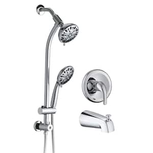 7-Spray Patterns 1.8 GPM Round 5 in. Wall Bar Shower Kit Hand Shower and Slide Bar in Polished Chrome