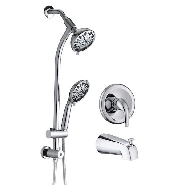 Unbranded 7-Spray Patterns 1.8 GPM Round 5 in. Wall Bar Shower Kit Hand Shower and Slide Bar in Polished Chrome