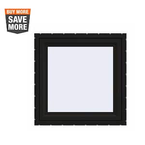 30 in. x 30 in. V-4500 Series Black FiniShield Vinyl Left-Handed Casement Window with Fiberglass Mesh Screen