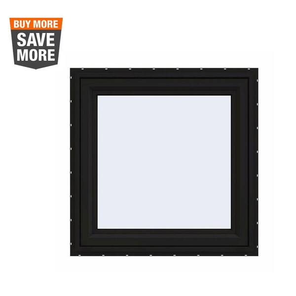 JELD-WEN 30 in. x 30 in. V-4500 Series Black Exterior/White Interior FiniShield Vinyl Left-Handed Casement Window w/Mesh Screen