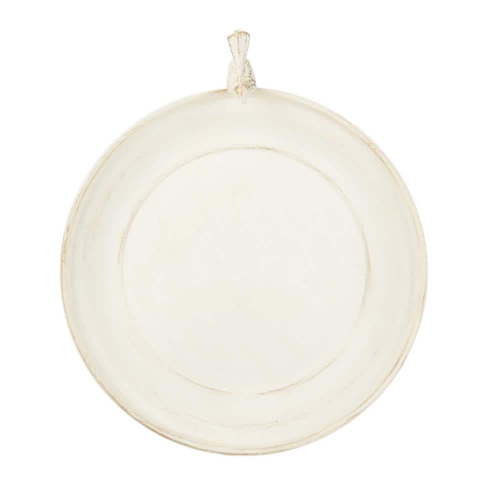 Pearl White Metal Scrolled Outdoor Bird Bath Stand
