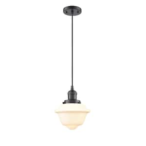 Oxford 60-Watt 1 Light Oil Rubbed Bronze Shaded Mini Pendant Light with Frosted Glass Shade