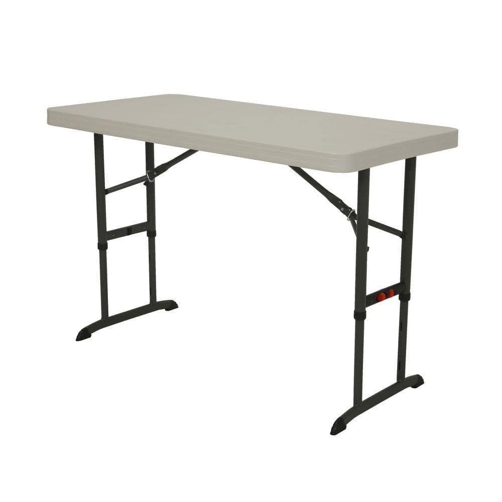 4-Foot Adjustable Height Almond Plastic Folding Table