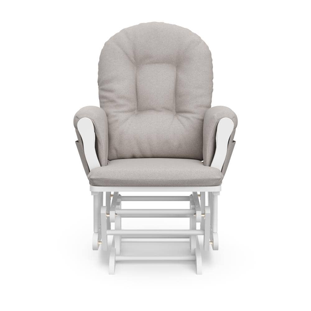 White and Taupe Swirl Glider with Ottoman Set