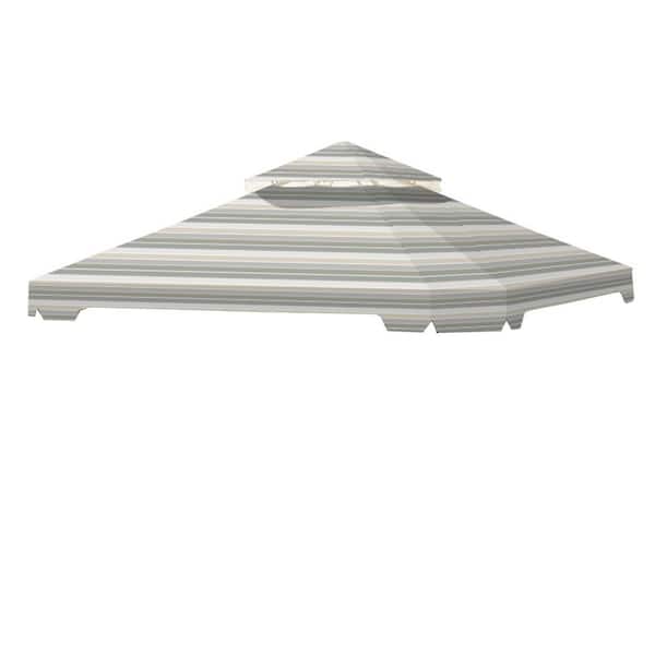 Garden Winds Standard 350 Stripe Stone Replacement Canopy Top Cover Set for 10 ft. x 10 ft. Cottleville Gazebo