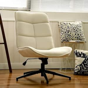 CHARLOTTE Beige Transitional Chenille Accent Chair with Adjustable Height, 360-Degree Swivel, and Foldable Backrest