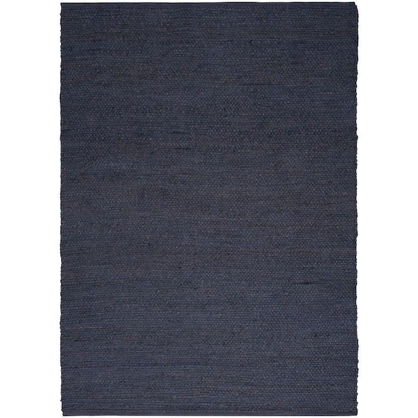 Nourison Natural Jute Navy 5 ft. x 7 ft. All-over design Contemporary Area Rug