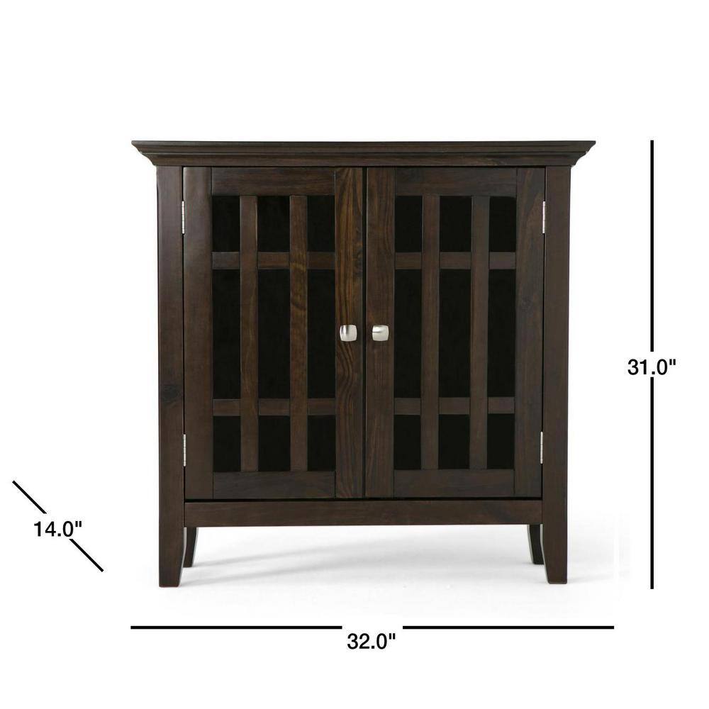 Bedford Dark Tobacco Brown Pine 32" Low Storage Cabinet