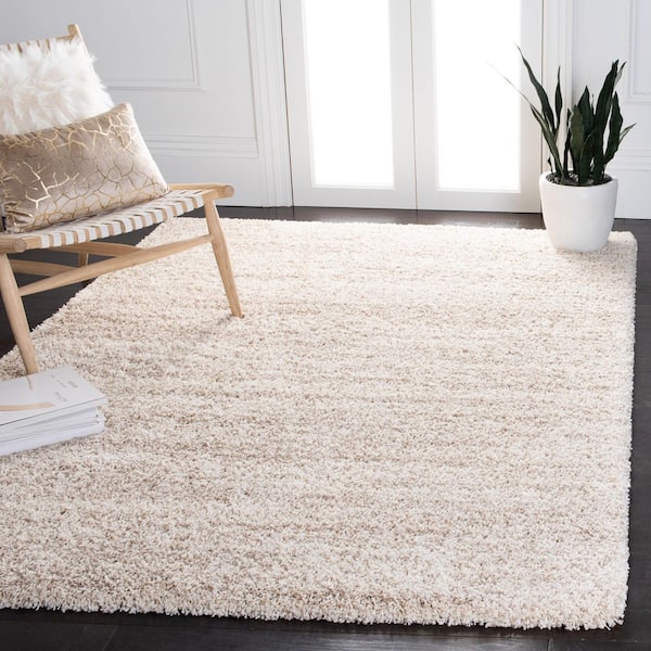 Hudson Shag 6 ft. x 9 ft. Ivory/Beige Solid Marle Area Rug