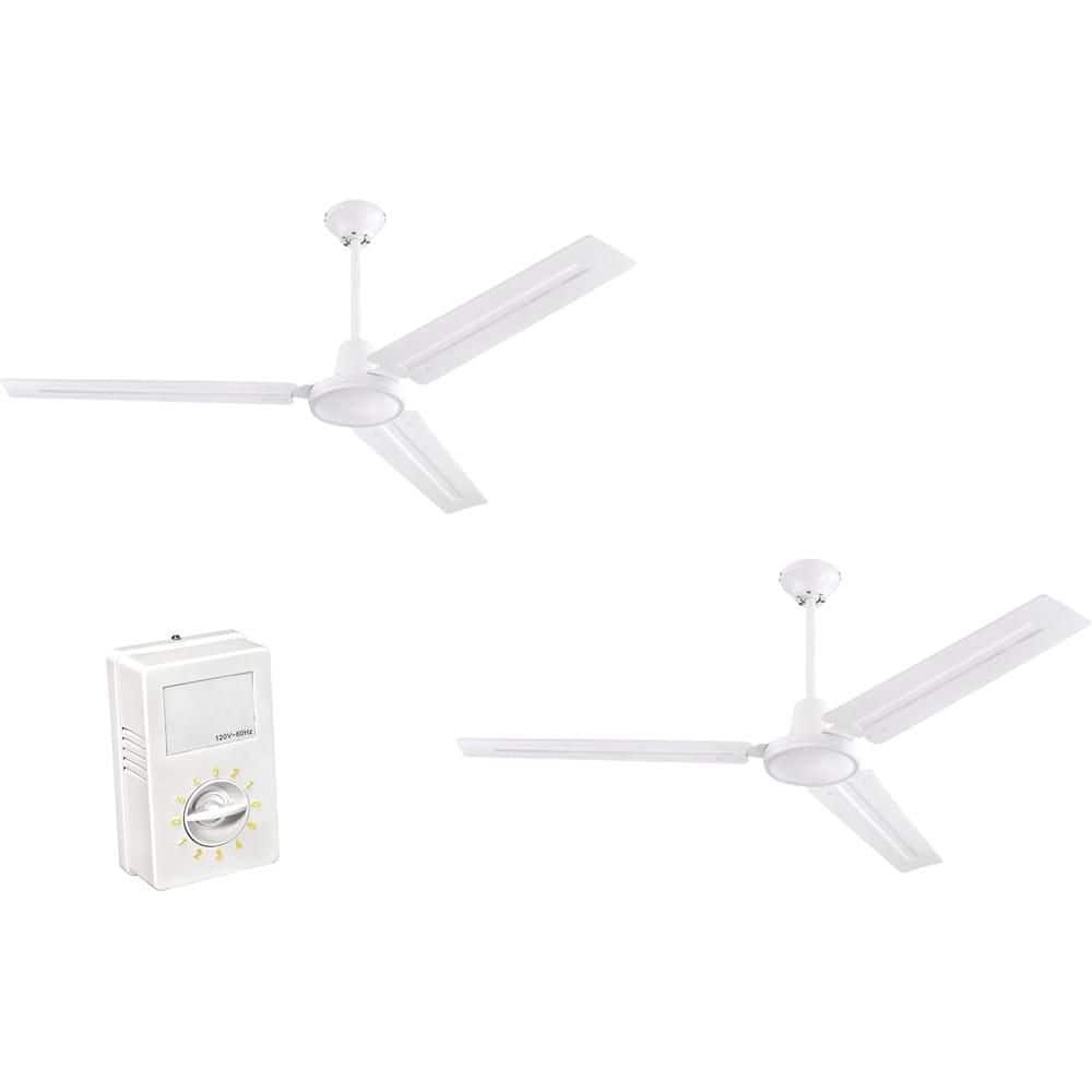 Industrial 24 in. Indoor White Ceiling Fan Only (2-Pack, 3-Blade) price history on PriceWatchPro