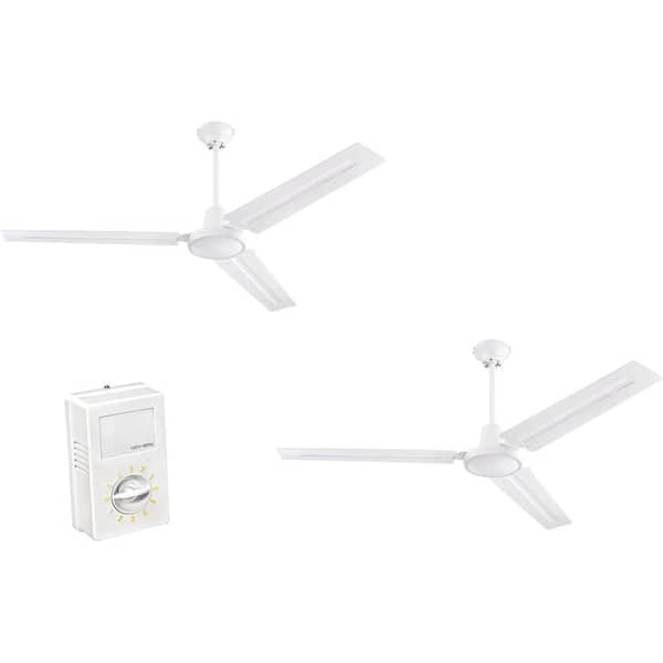 Industrial 24 in. Indoor White Ceiling Fan Only (2-Pack, 3-Blade)