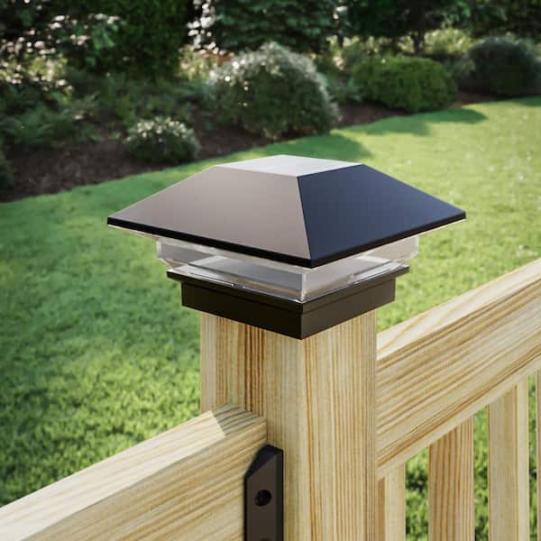 4 in. x 4 in. Black Plastic Solar Post Cap (6-Pack)