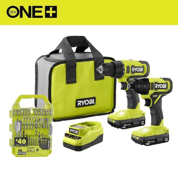 ONE+ 18V Cordless 2-Tool Combo Kit with Drill/Driver, Impact Driver, (2) Batteries, Charger, Drill & Drive Kit (40Piece)