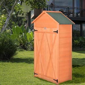 69 in. H x 20 in. Wx 35 in. L Woodenshed Tool Storage Cabinet Lockable Doors Backyard Garden Plant Farmland Outdoors