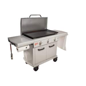 36 in. Cooking Space, Close Cart 3-Burner Propane Grill/Griddle in Beige/Bisque
