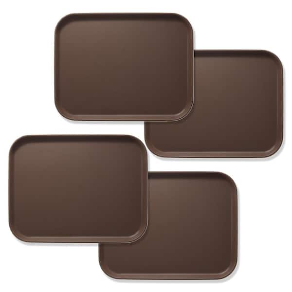 Jubilee 12 in. x 16 in. x .75 in. Rectangular Plastic Non-Slip Serving Trays, Brown - NSF Food Service (Set of 4)