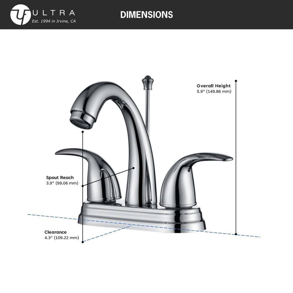 Polished Chrome Two-Handle Centerset Bathroom Faucet