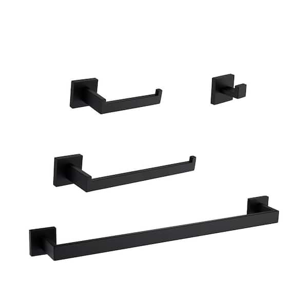 Flynama 4 -Piece Bath Hardware Set with Mounting Hardware in Matte Black