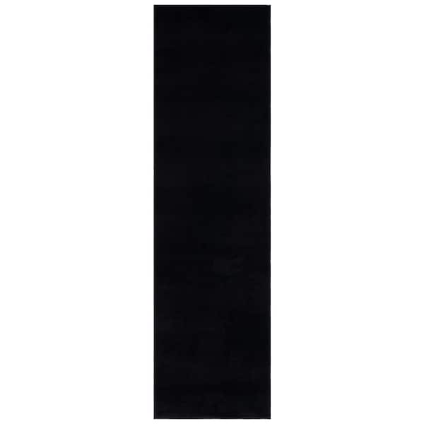 Loft Black 2 ft. x 9 ft. Machine Washable Modern Solid Runner Rug