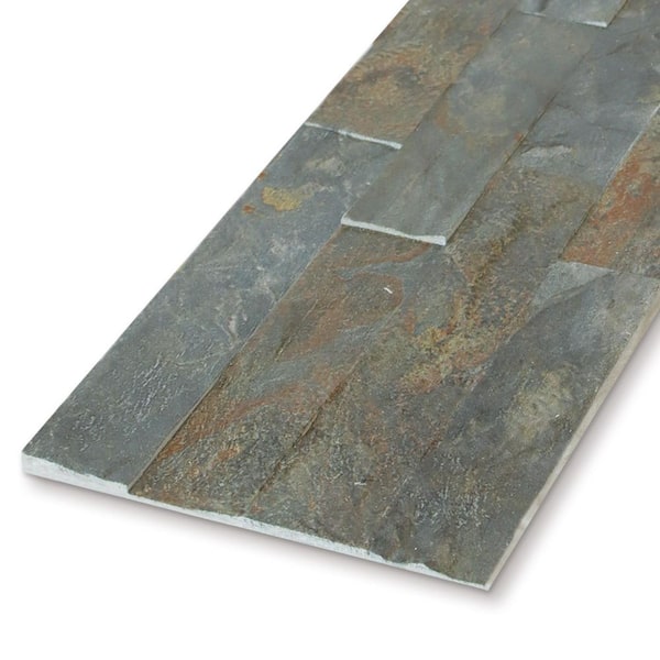 Quartizite Panel 6 in. x 23.6 in. Matte Oxide Natural Clay Flexible Stone Slate Wall Tile (9.7 sq. ft. /Case)