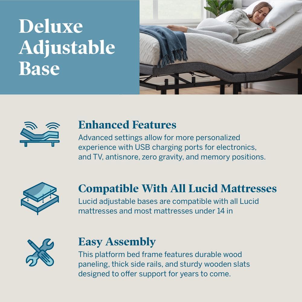 Black Twin XL Adjustable Bed Frame Base with Wireless Remote and Smart App - thumbnail 6