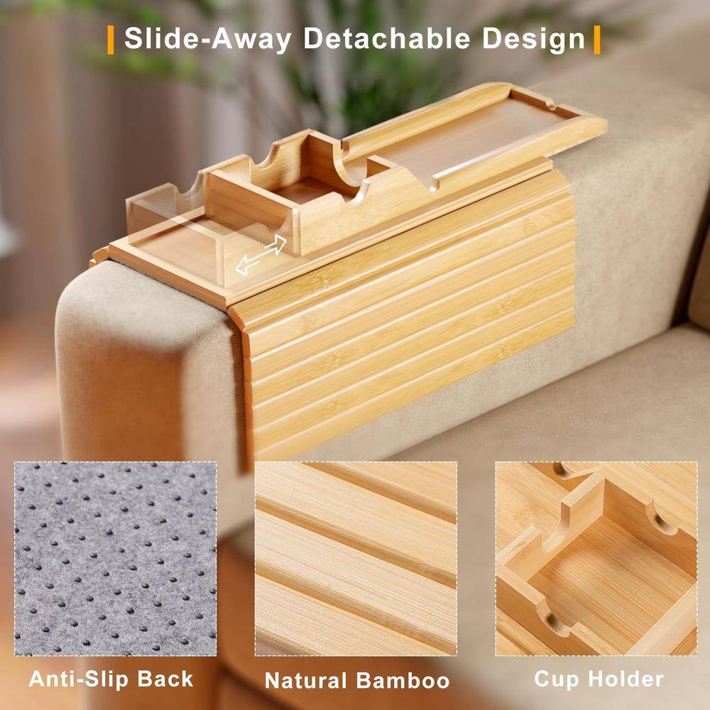 Detail view of the bamboo tray's features and construction.