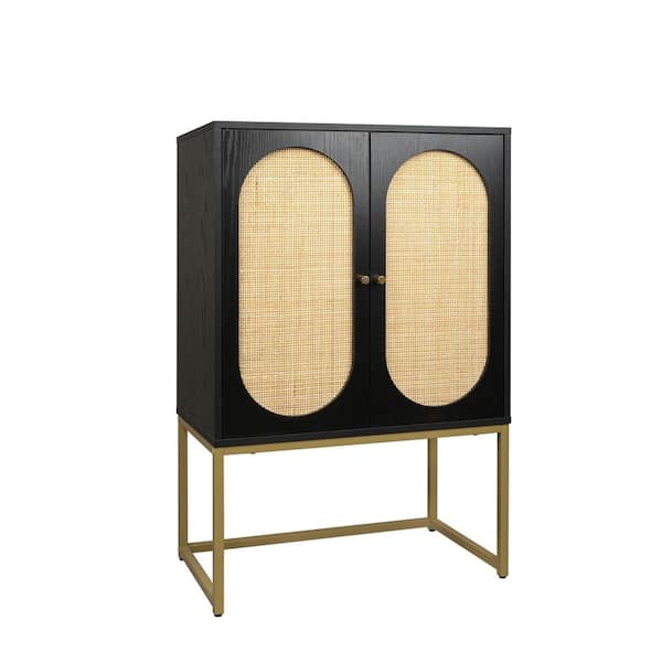 Tileon 26.8-in. W x 15.8-in. D x 41.2-in. H in Black Wood Freestanding Kitchen Cabinet with Adjustable Shelf