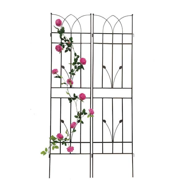 FIROMO 71 in. x 17.7 in. 4-Pack Metal Garden Trellis, Rustproof, Outdoor Trellis, Brown