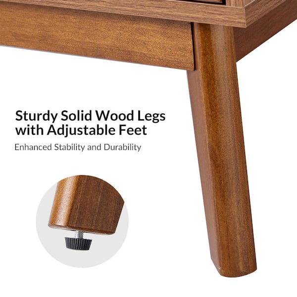 JAYDEN CREATION Jakob Walnut Mid-Century Modern 31 in. Tall