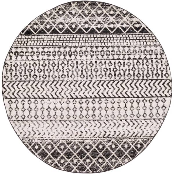 Livabliss Laurine Black/White 6 ft. Round Indoor Area Rug