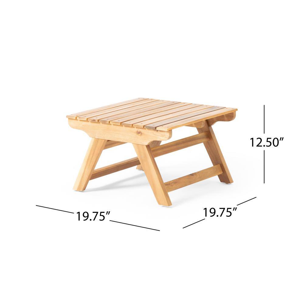 Teak Brown Acacia Wood Square Outdoor End Table