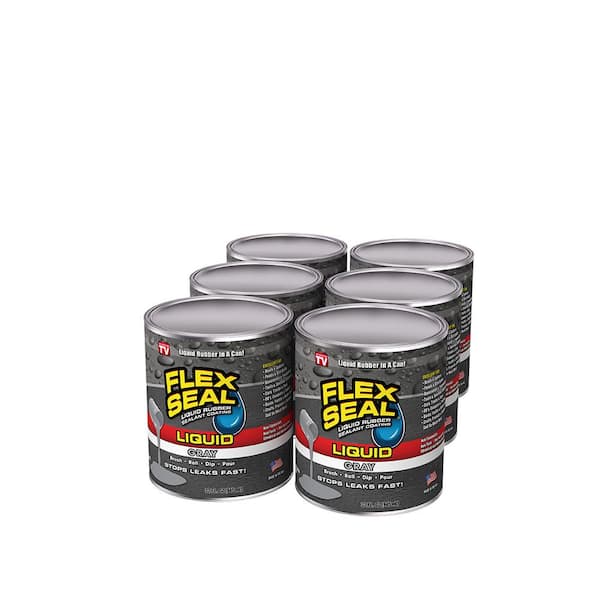 FLEX SEAL FAMILY OF PRODUCTS Flex Seal Liquid Gray 32 Oz. Liquid Rubber Sealant Coating (6-Pack)