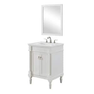 Simply Living 24 in. W x 21.5 in. D x 35 in. H Bath Vanity in Antique White with Ivory White Engineered Marble