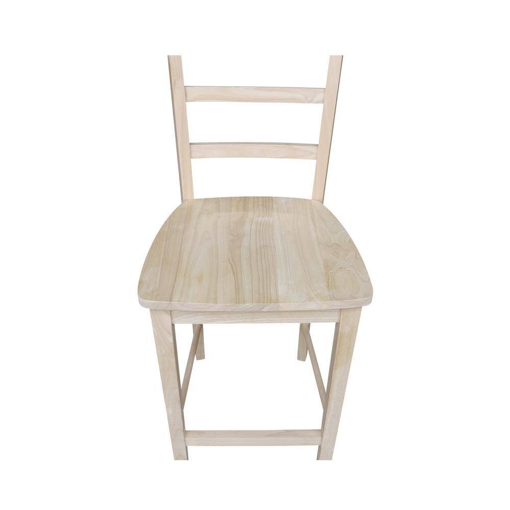 Traditional Unfinished Solid Parawood 24" Madrid Barstool
