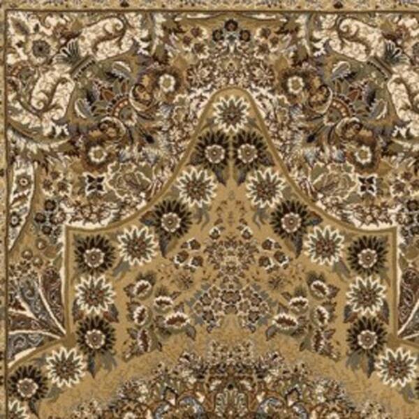 2 X 10 Gold, Ivory Medallion Washable Area Rug Runner Rug