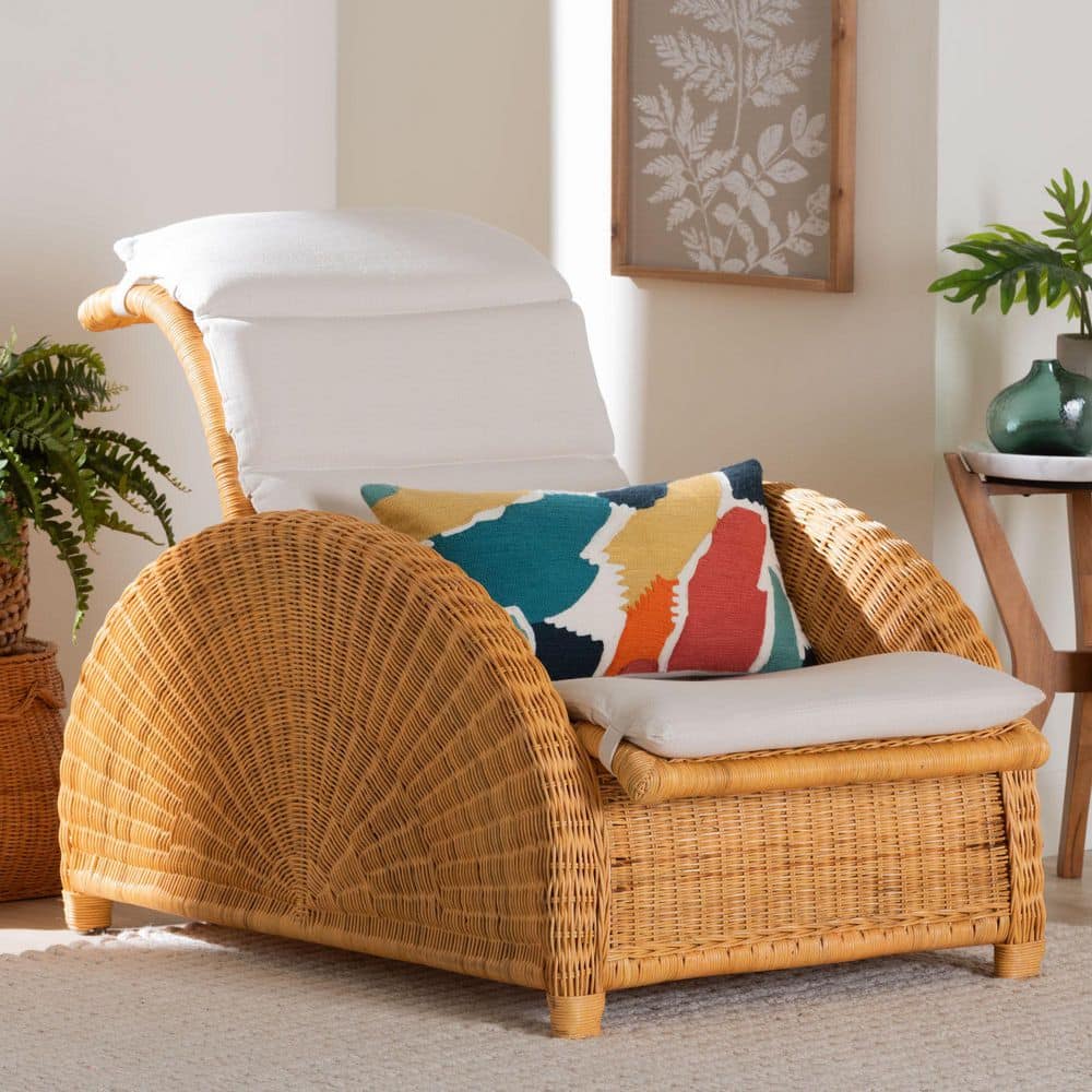 Aries Light Honey Rattan with Polyester Fabric Cushion Chaise Lounge price history on PriceWatchPro