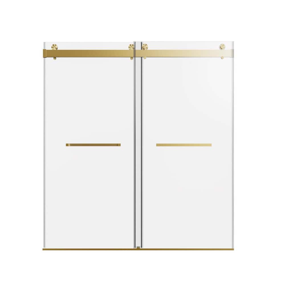 56-60 in. W x 76 in. H Sliding Semi-Frameless Shower Door in Brushed Gold with 10mm Tempered Glass price history on PriceWatchPro