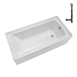 66 in. x 32 in. Soaking Acrylic Alcove Bathtub with Right Drain in Glossy White, External Drain in Brushed Nickel