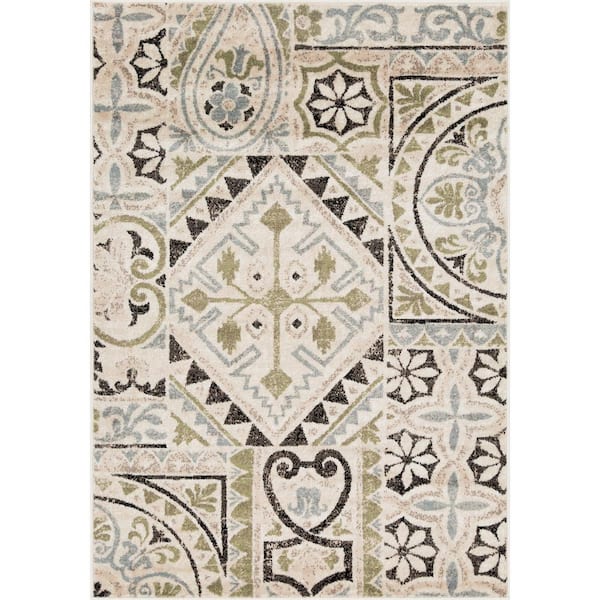 L'Baiet Piper Green Aztec 8 ft. x 10 ft. Area Rug