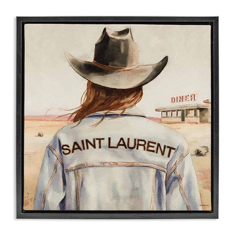 Glam Brunette Cowgirl by Amanda Greenwood Black Floater Frame People Graphic Art Print 25 in. x 25 in. price history on PriceWatchPro