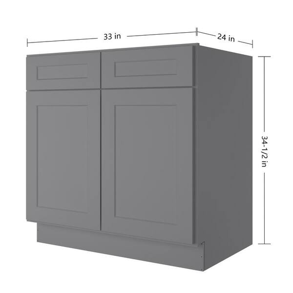 HOMEIBRO 33 in. W x 34-1/2 in. H x 24 in. D Painted Shaker Style Ready to Assemble Base Cabinet
