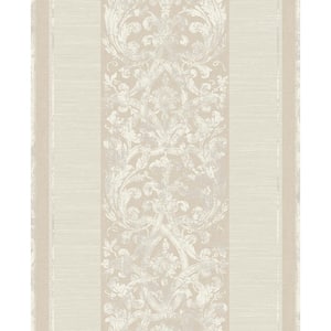 Damask Striped Cream and Beige Paper Non Pasted Strippable Wallpaper Roll (Cover 56.05 sq. ft.)