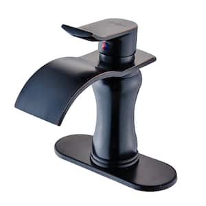 Waterfall Single Hole Single-Handle Low-Arc Bathroom Faucet In Oil Rubbed Bronze