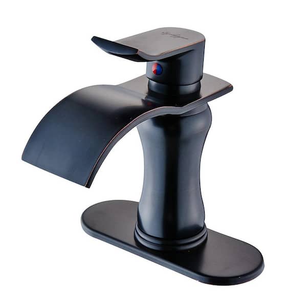Boyel Living Waterfall Single Hole Single-Handle Low-Arc Bathroom Faucet In Oil Rubbed Bronze