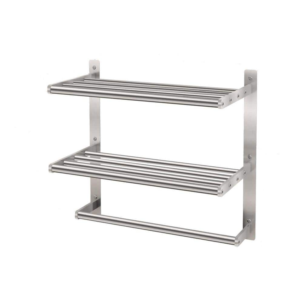 17.75 in. W x 7.87 in. D Brushed Nickel Decorative Wall Shelf, Towel Shelf 