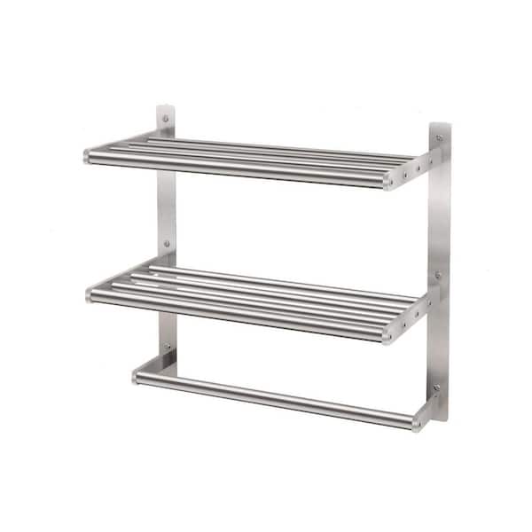 Cubilan 17.75 in. W x 7.87 in. D Brushed Nickel Decorative Wall Shelf, Towel Shelf for Bathroom Wall Mounted