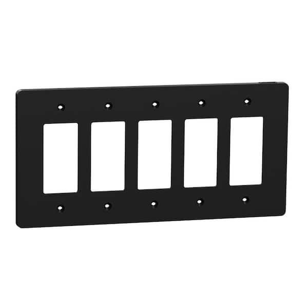 X Series 5-Gang Mid Size Plus Wall Plate Cover Decorator/Rocker Matte Black