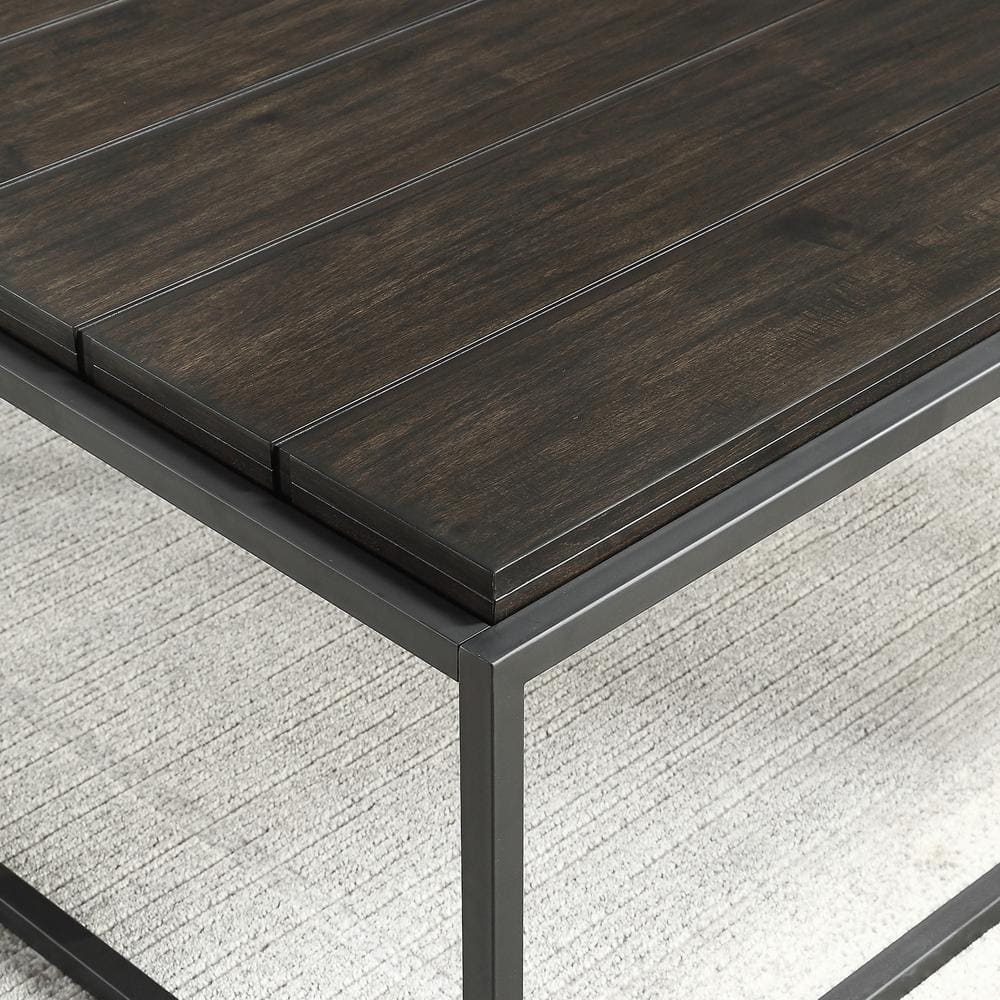 Contemporary Tekoa Square Coffee Table in Walnut & Dark Gray